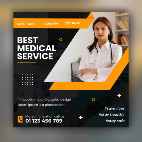 Medical health care flyer social media and web banner post template Only-$4 cover image.