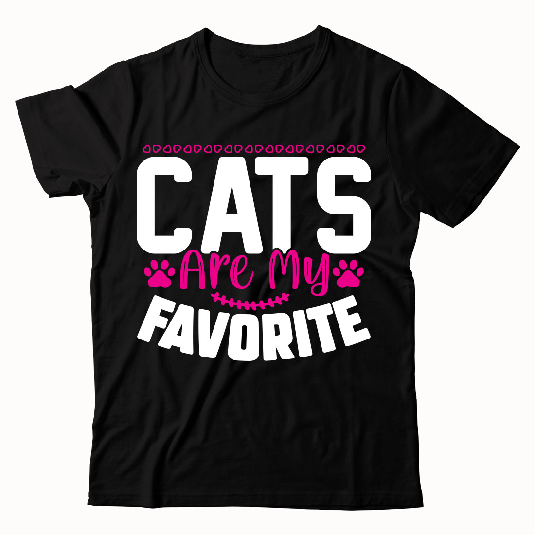 Black shirt that says cats are my favorite.
