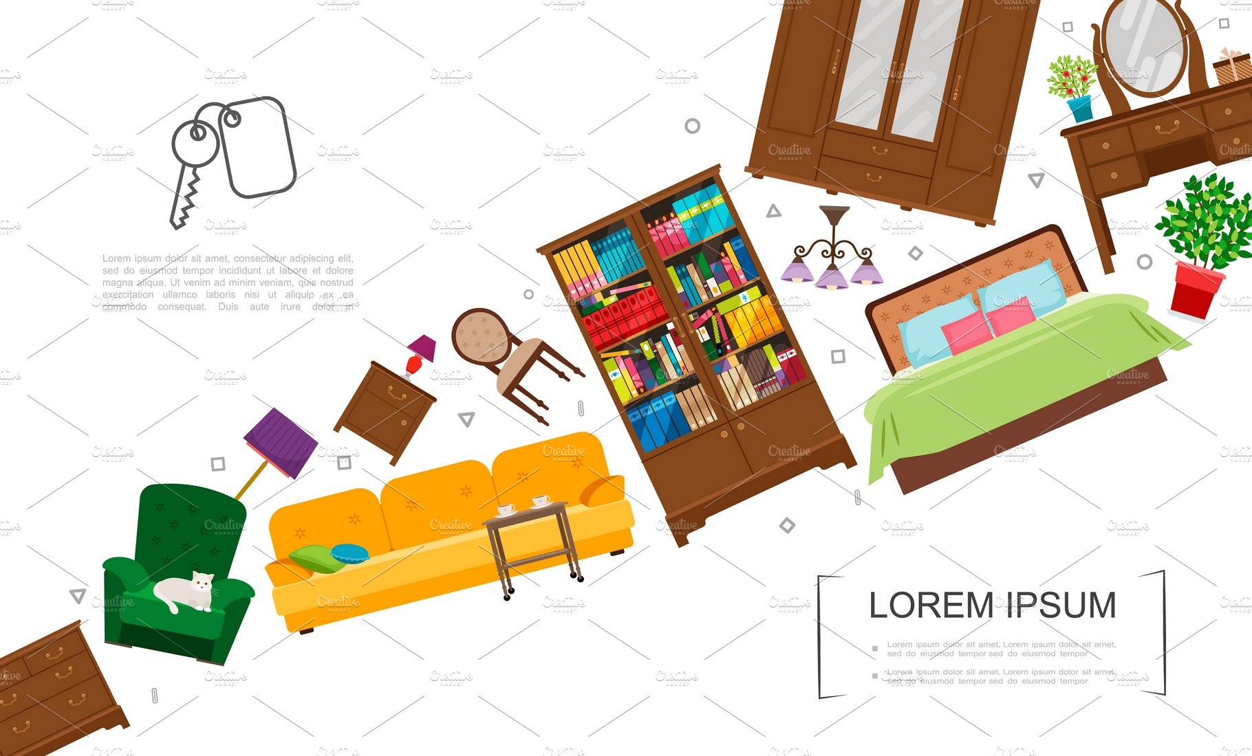 Living room interior elements cover image.