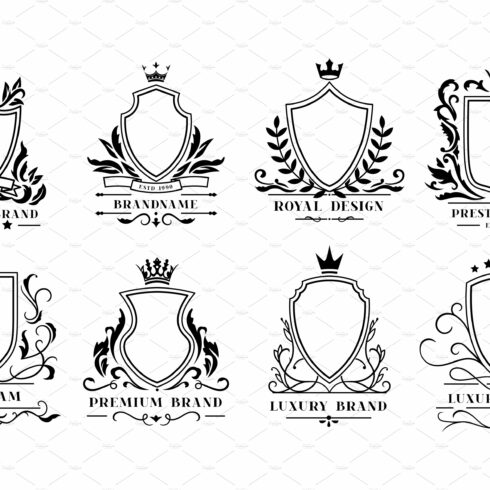 Royal shields badges. Vintage cover image.