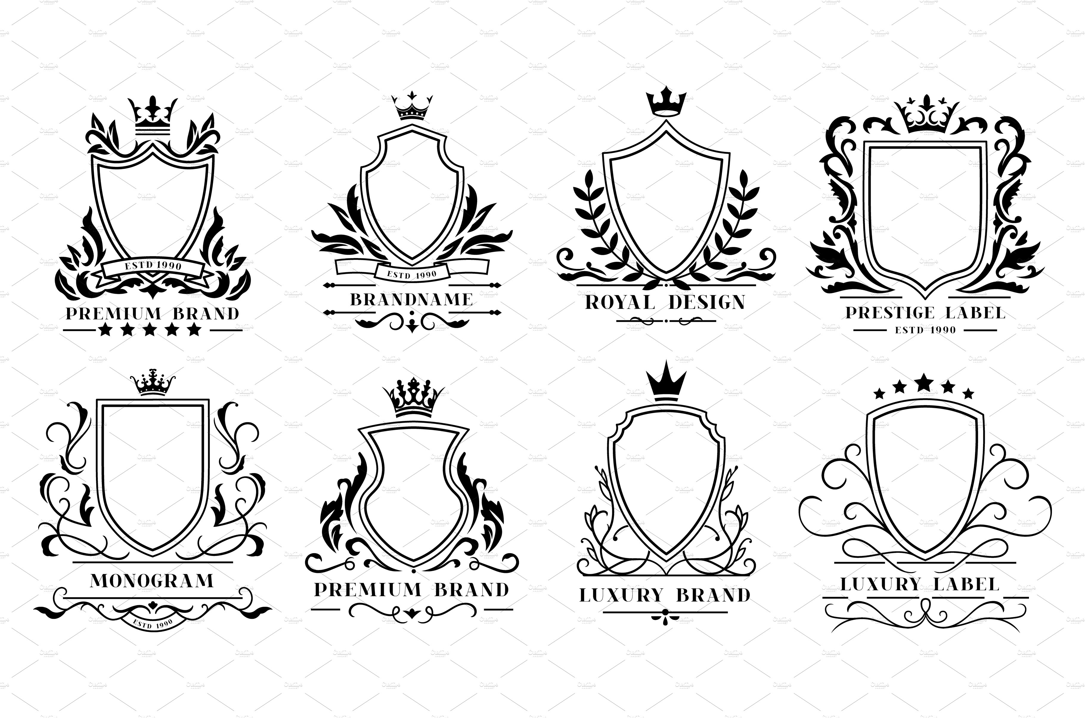 Royal shields badges. Vintage cover image.