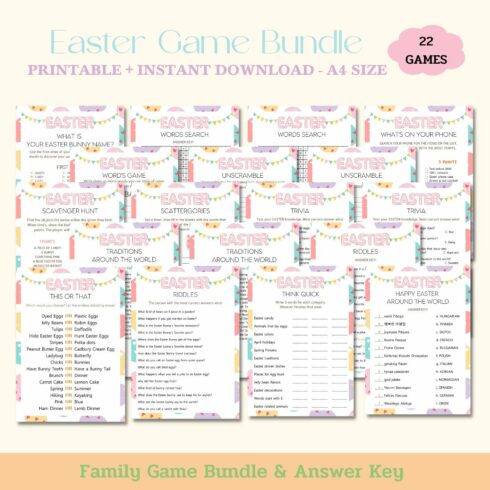 Easter Game Bundle - 22 Games Printable cover image.