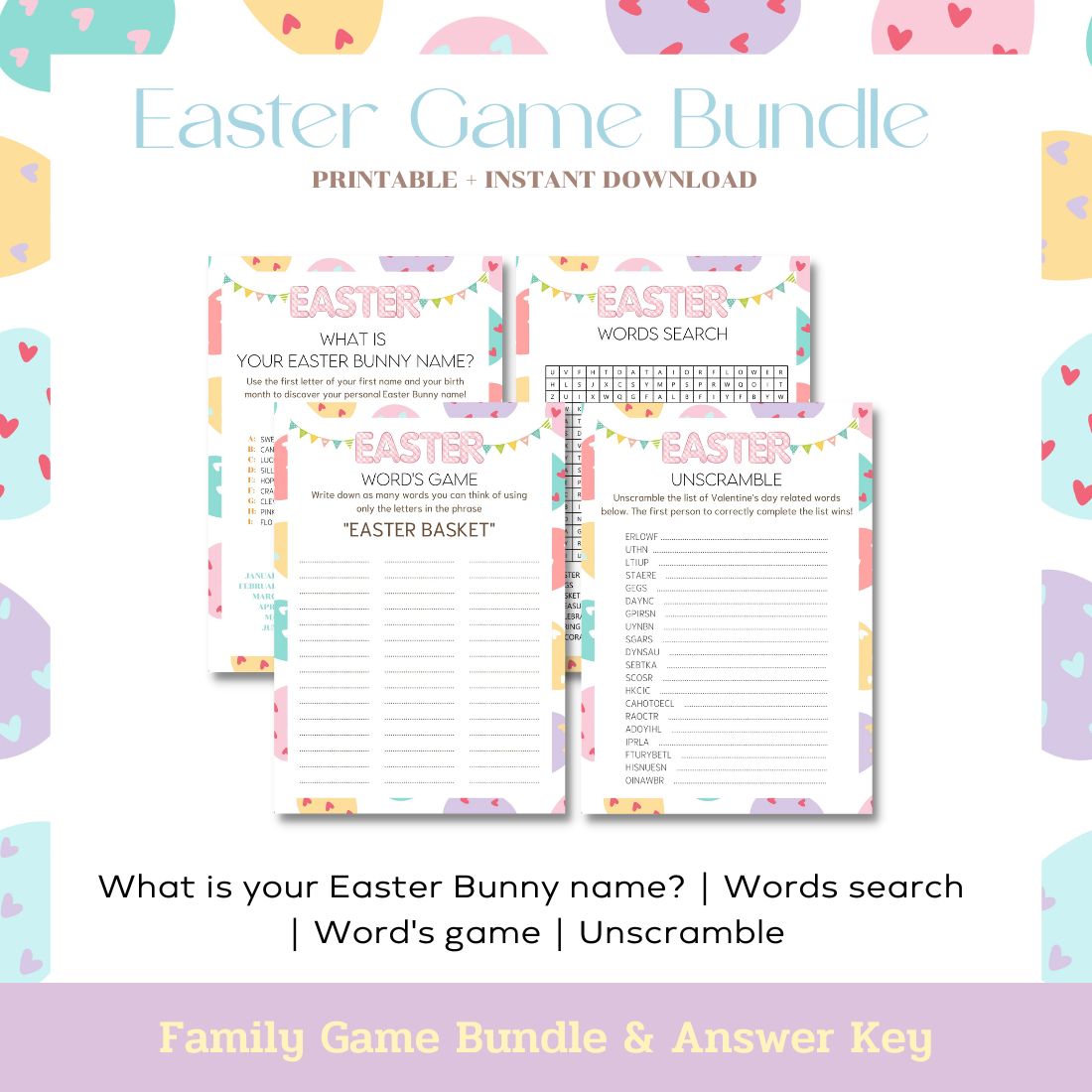 Printable easter bunny game with the words easter bunny on it.