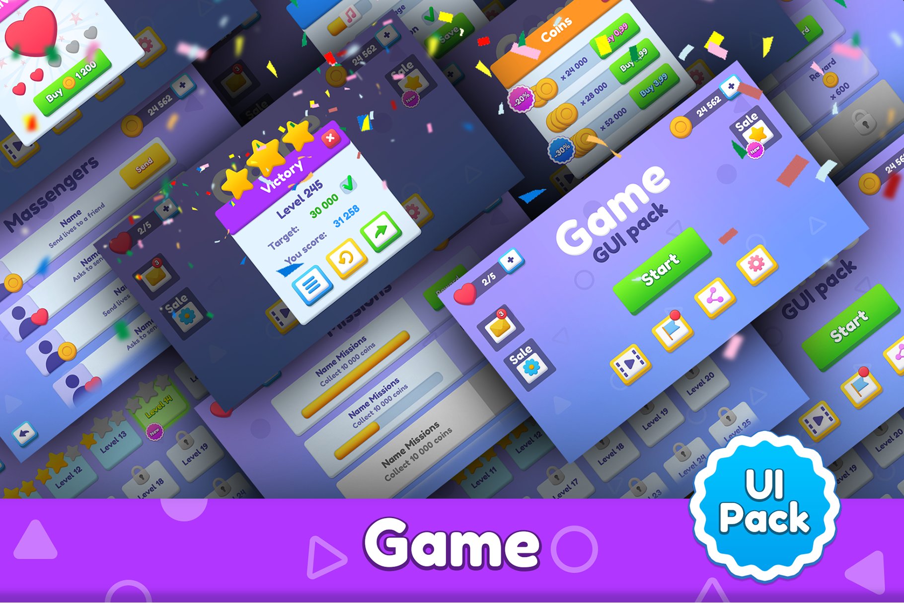 Purple GUI game pack cover image.