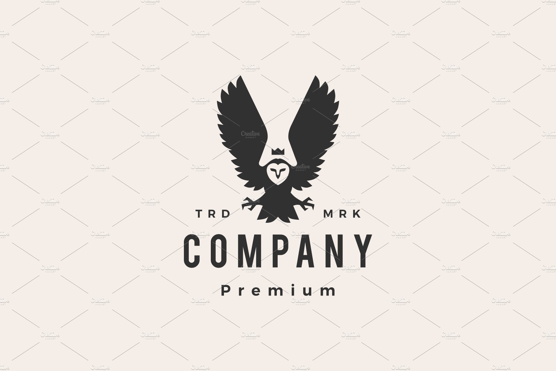 owl king hipster vintage logo vector cover image.