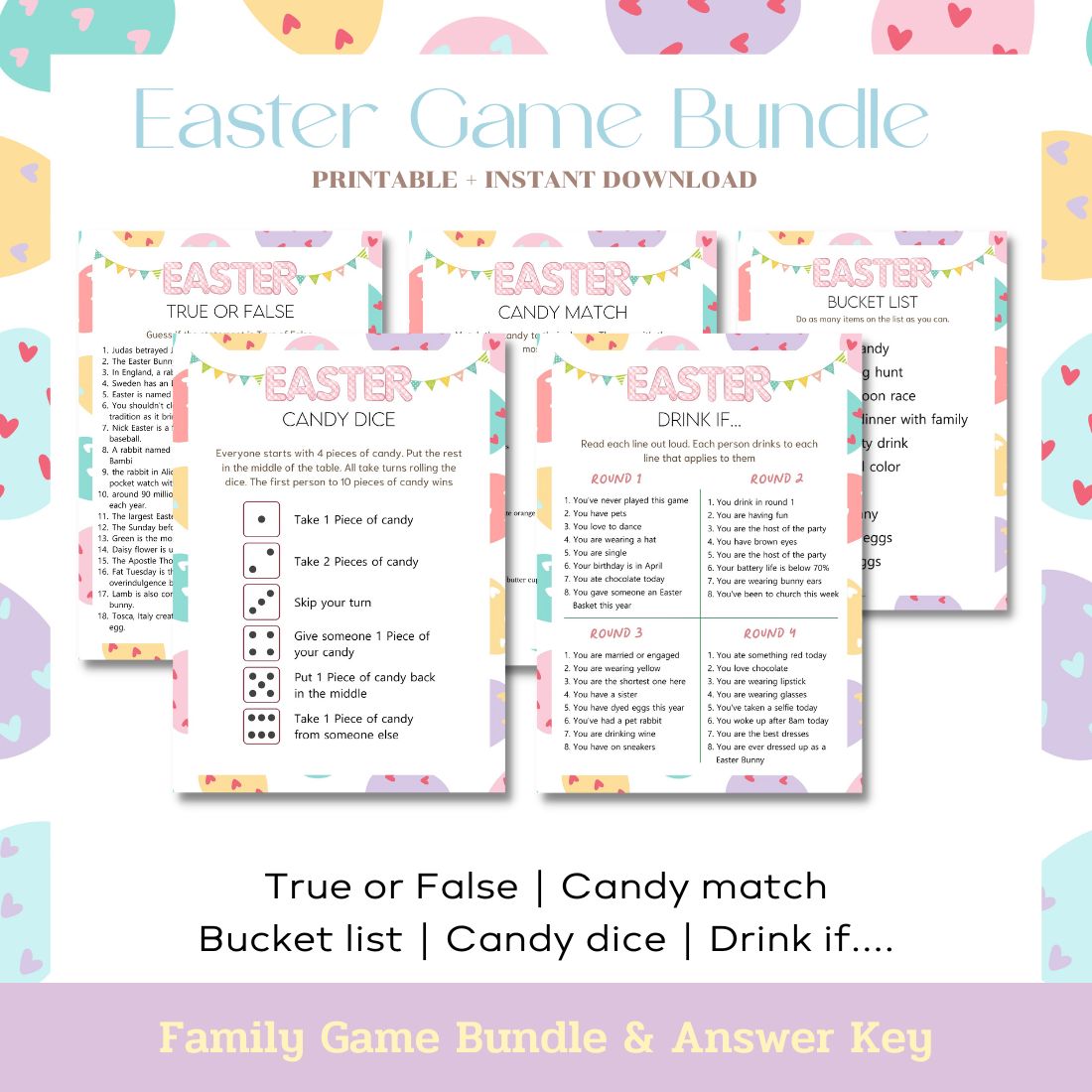 Printable easter party game with instructions.