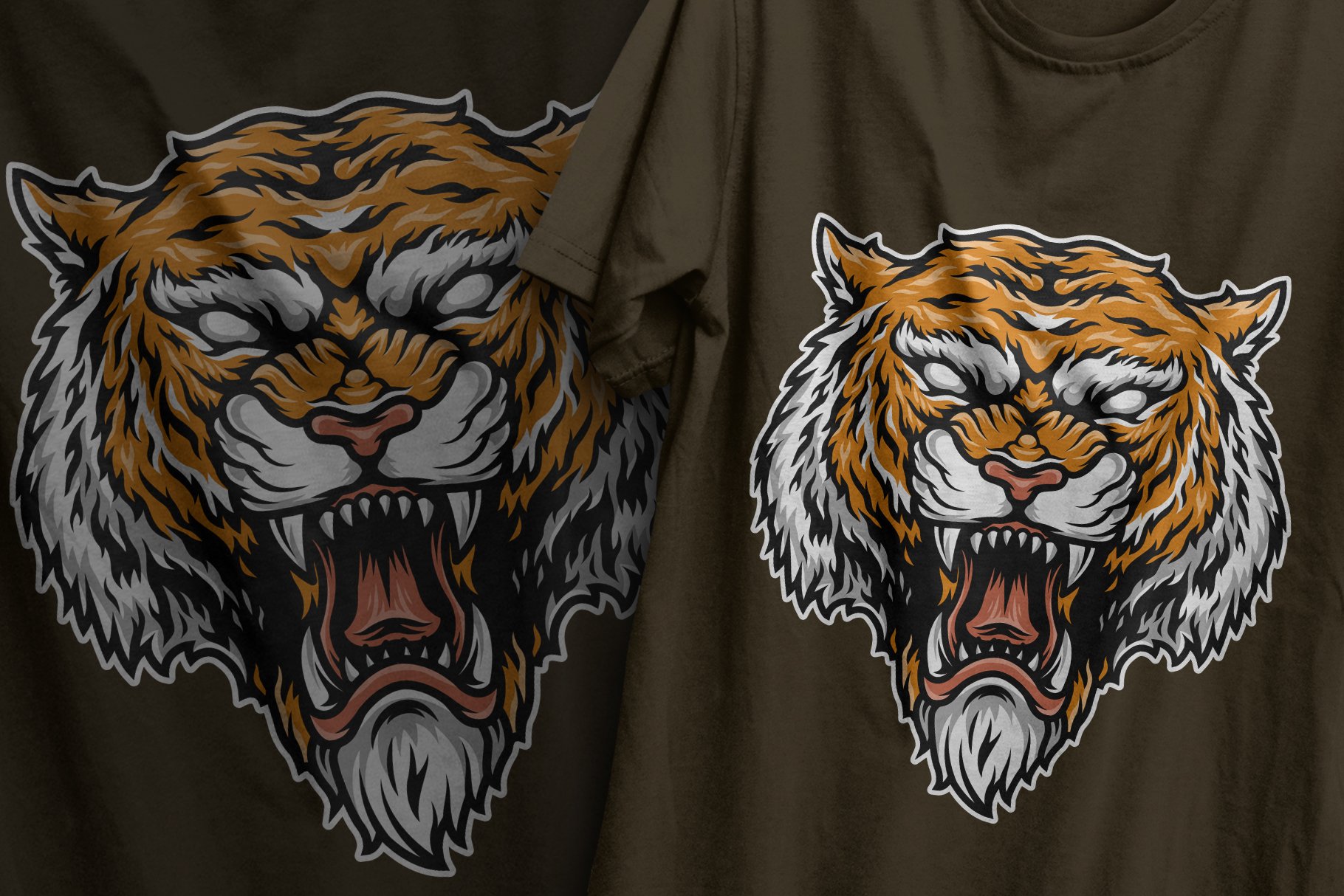 Vintage Angry Tiger Head Design cover image.