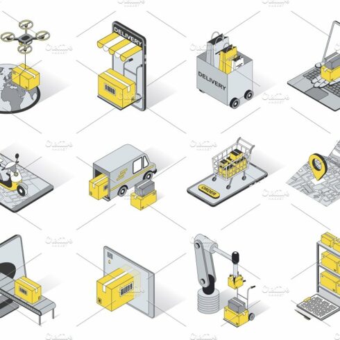 Delivery Isometric Icons cover image.