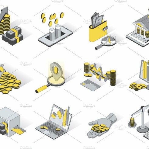 Finance Isometric Icons cover image.