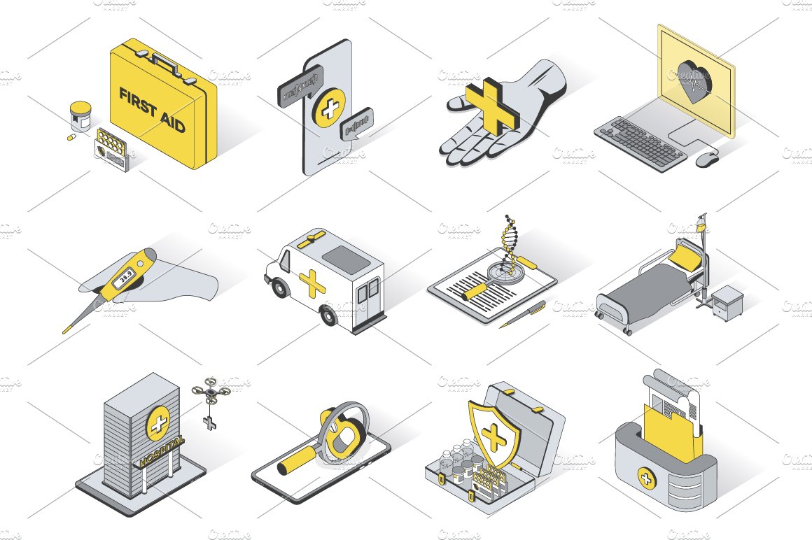 Medical Isometric Icons cover image.