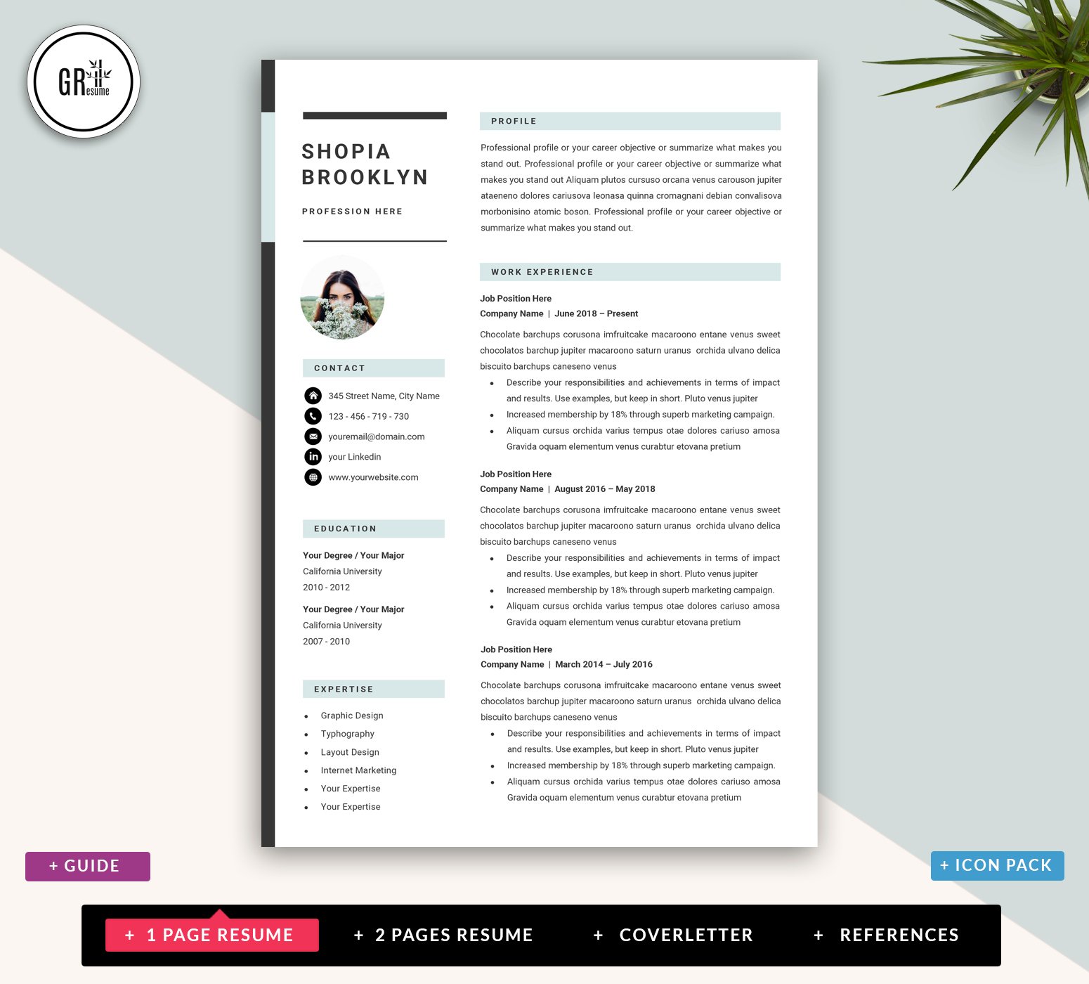 Resume Template CV Template for Word preview image.