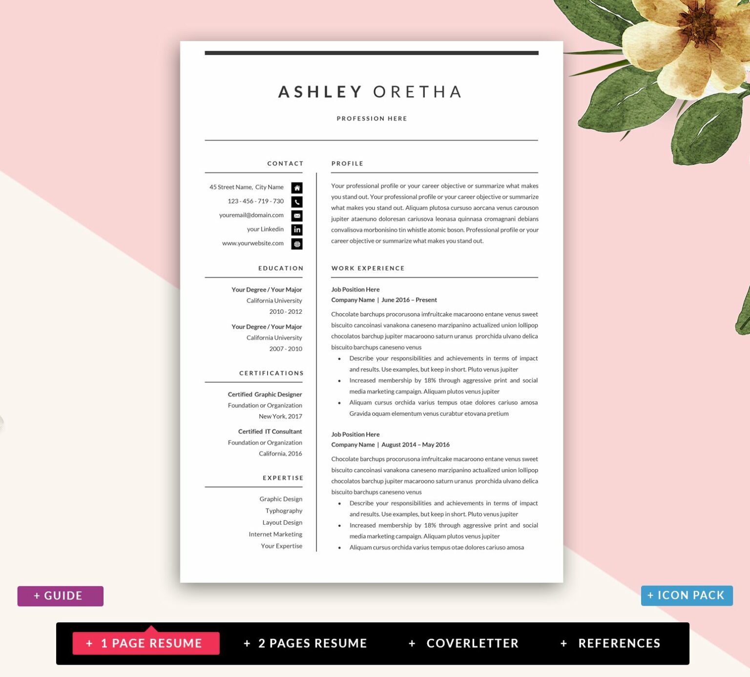 Resume Template CV for Word – MasterBundles