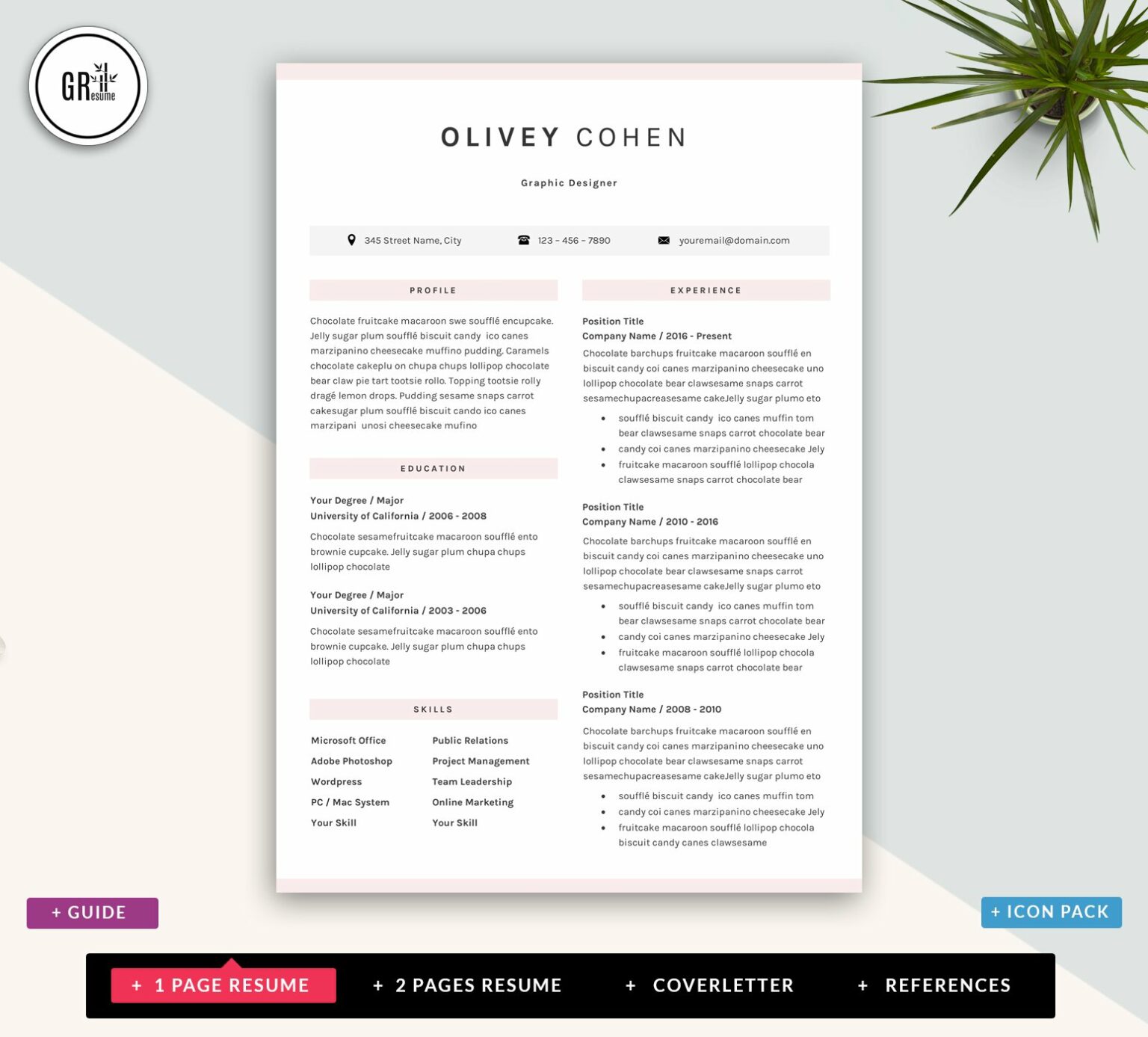 Creative Resume CV Template – MasterBundles