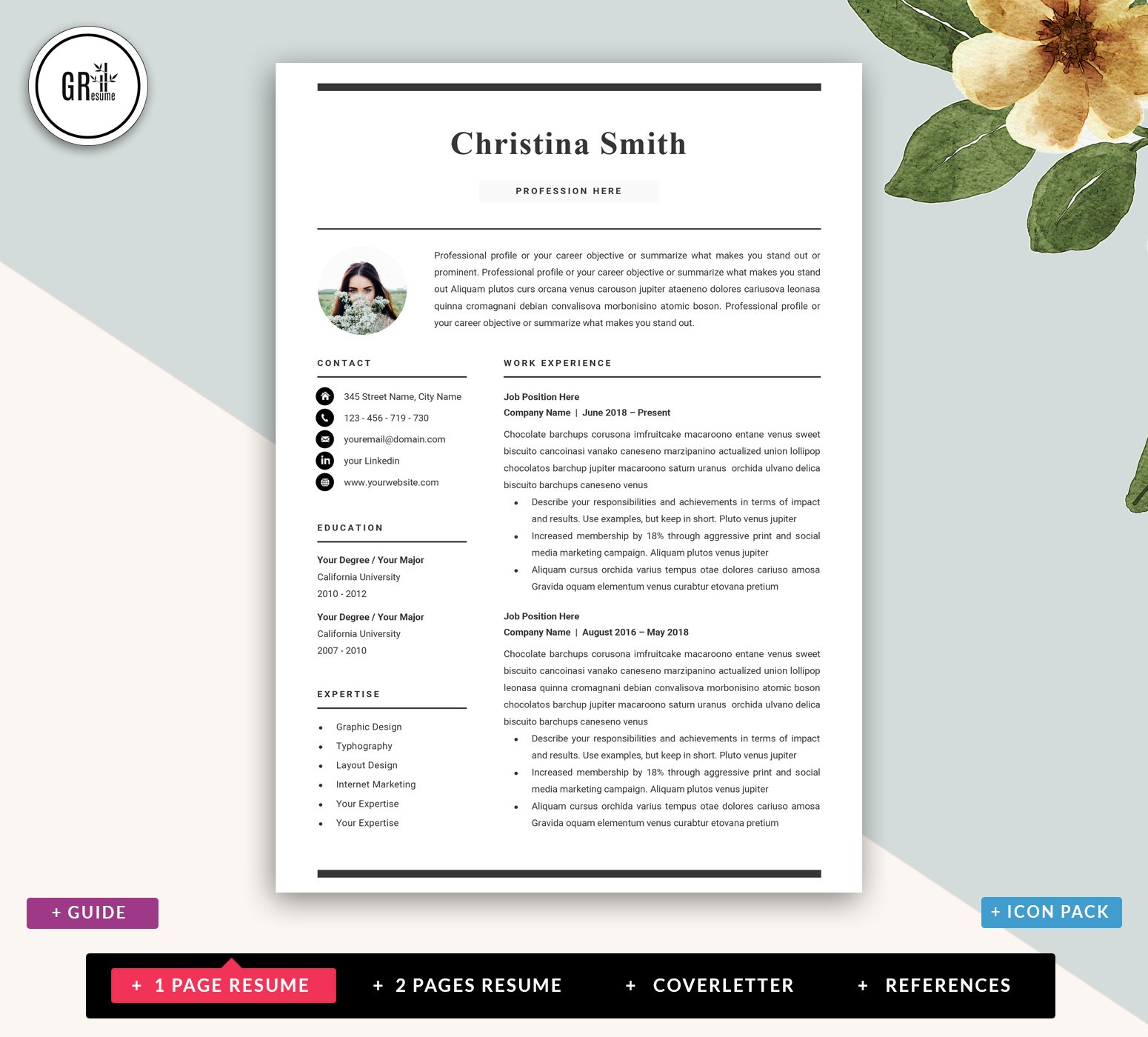 Resume CV Templatefor Microsoft Word preview image.