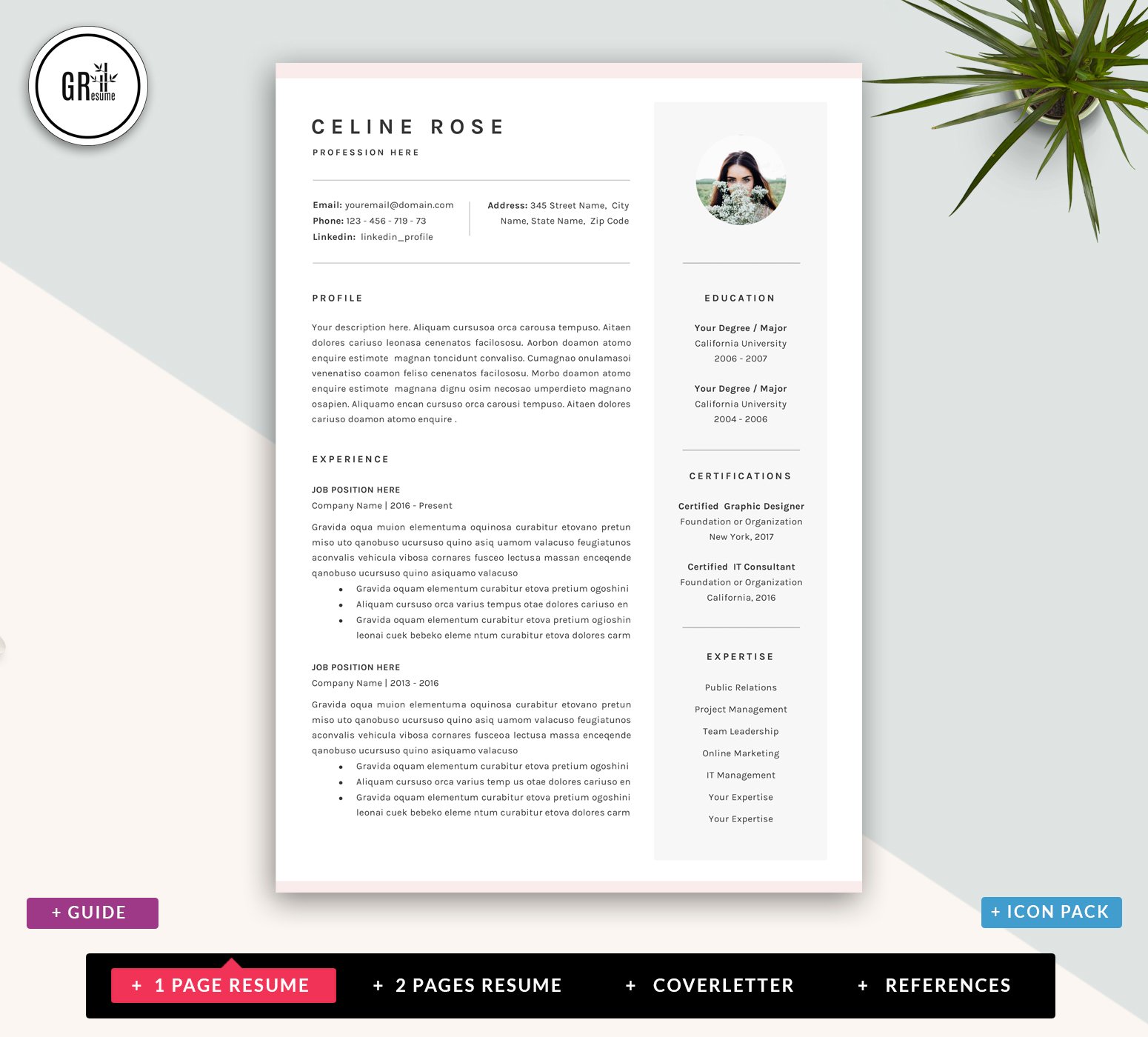 Resume CV Template for MS Word preview image.
