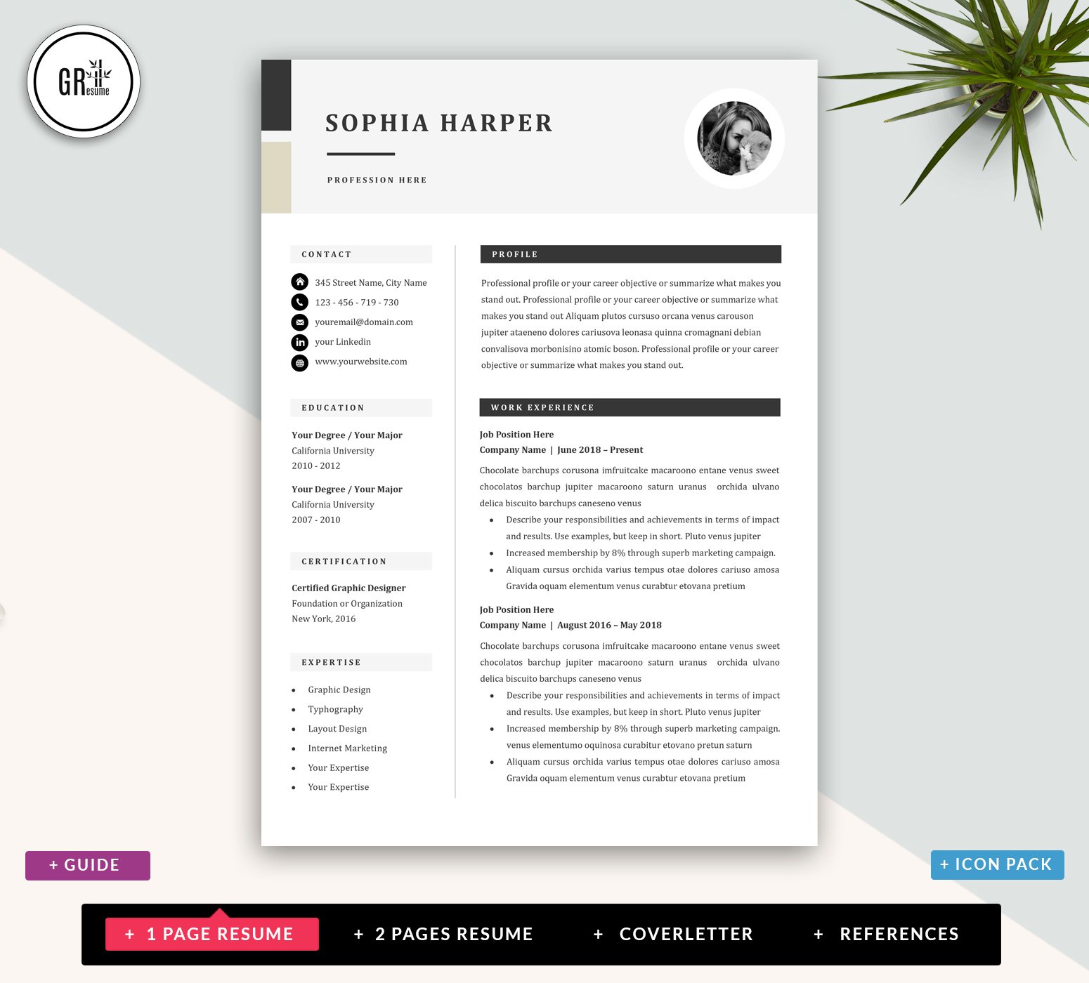 Resume CV Template for Word preview image.