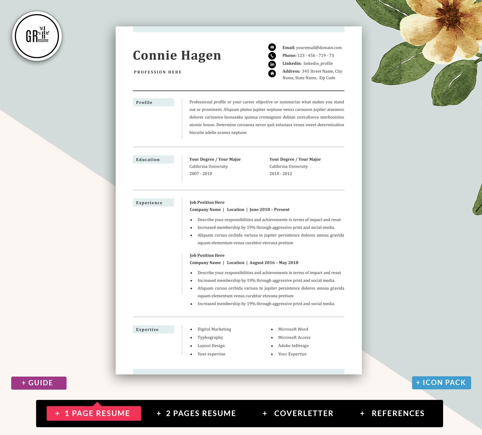 Resume Template for Word preview image.