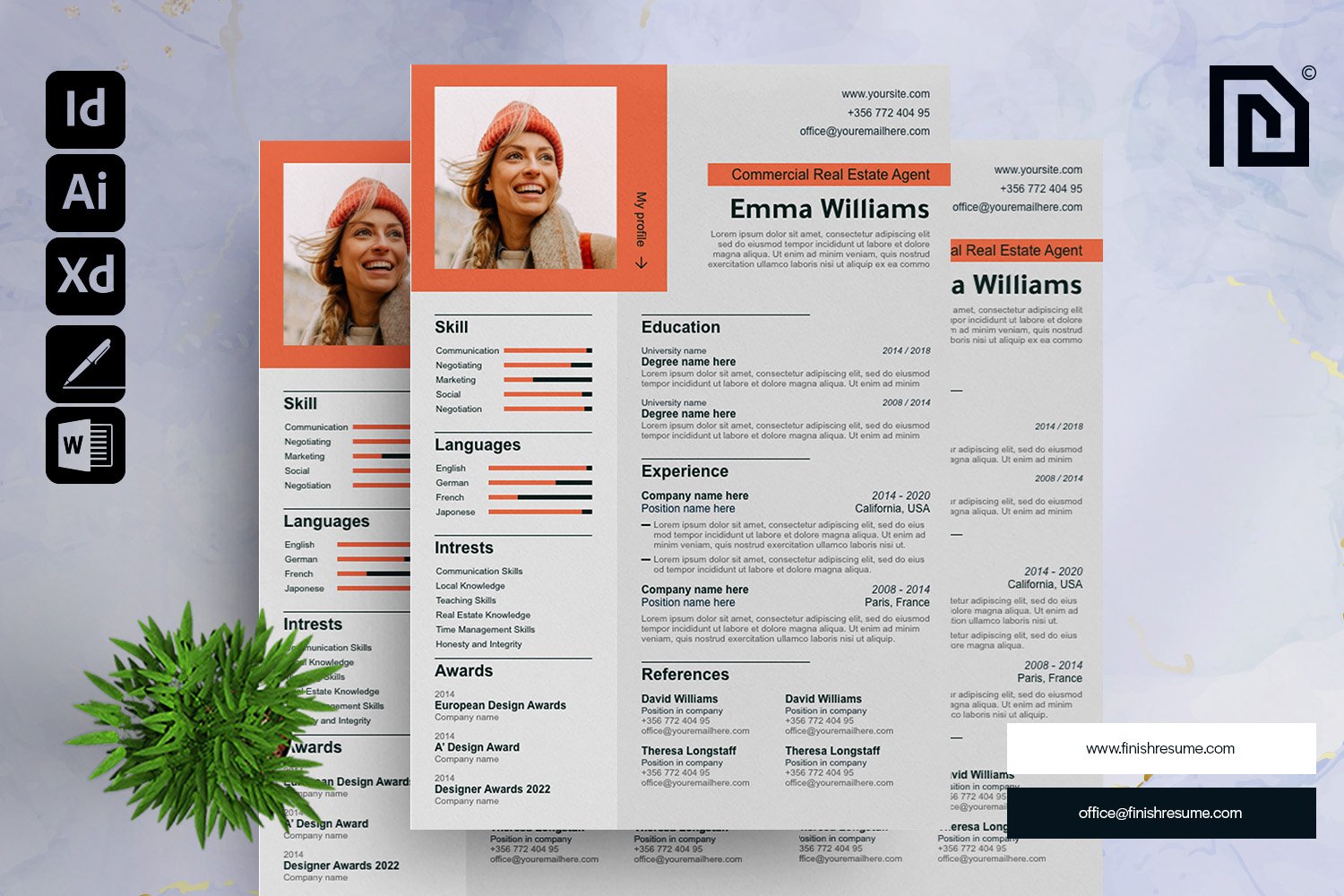 Real estate resume template cover image.