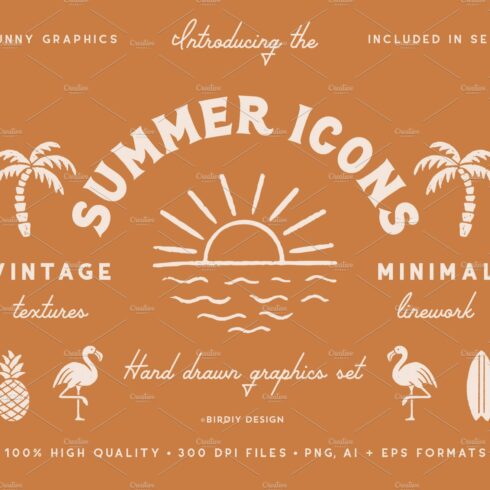 Summer Icons Hand Drawn Graphics Set cover image.
