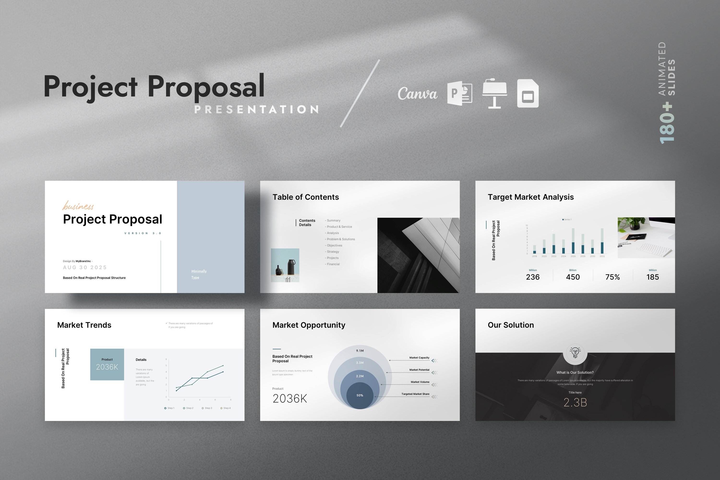 Project Proposal Powerpoint Template preview image.