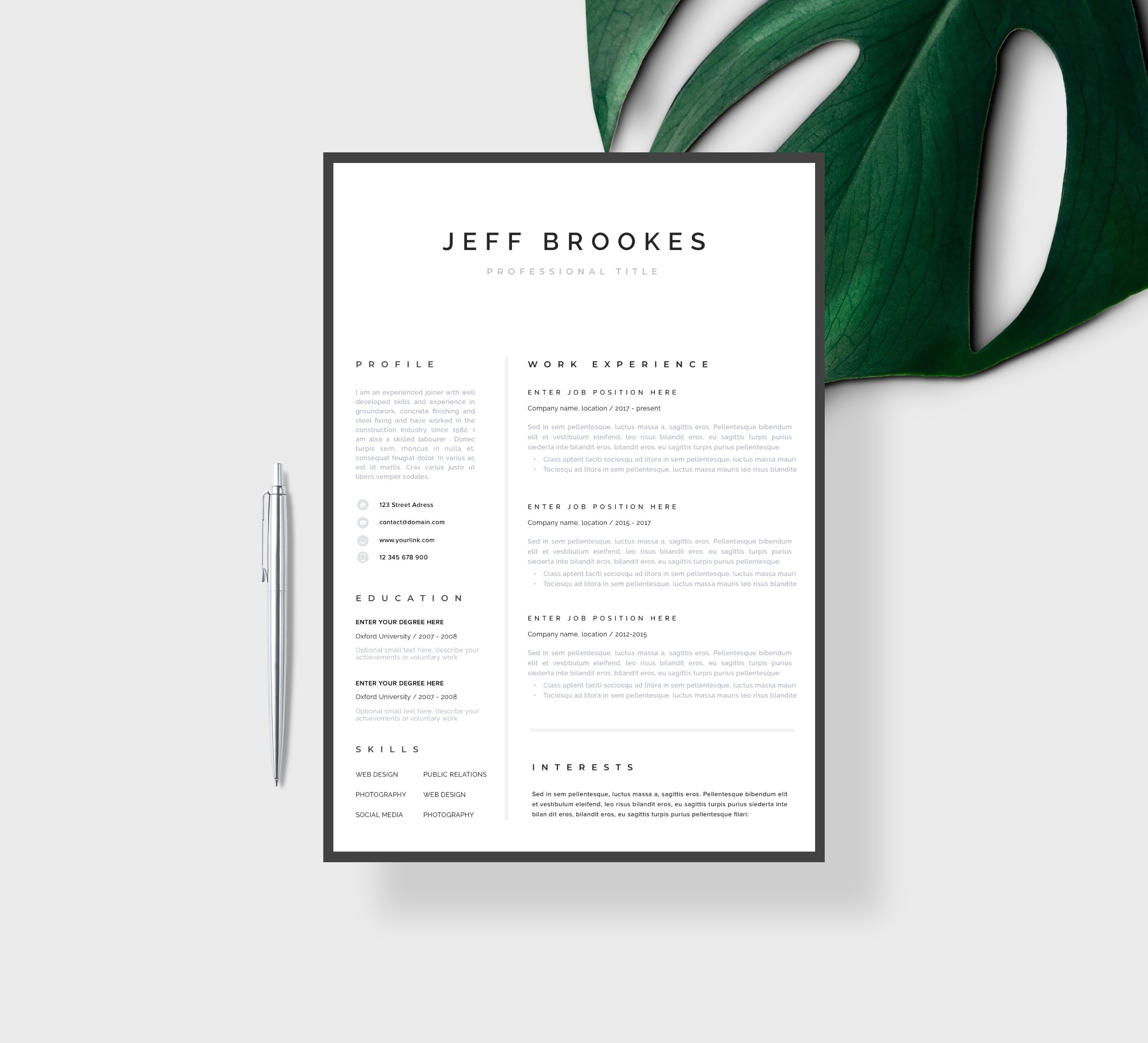 Professional CV Resume Template cover image.