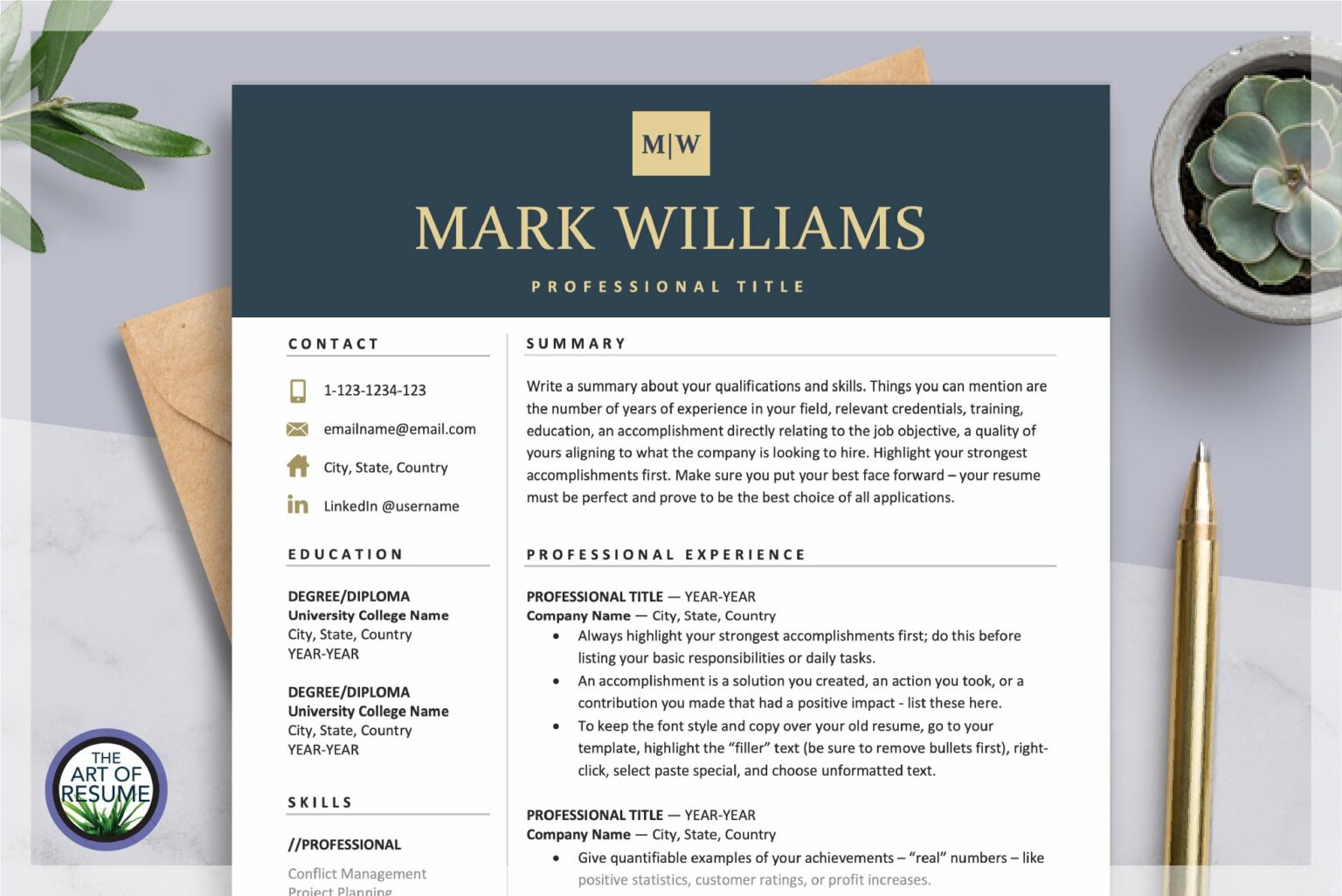 Executive Resume Template Design - 1 Resume Template 28529 444 1536x1025 