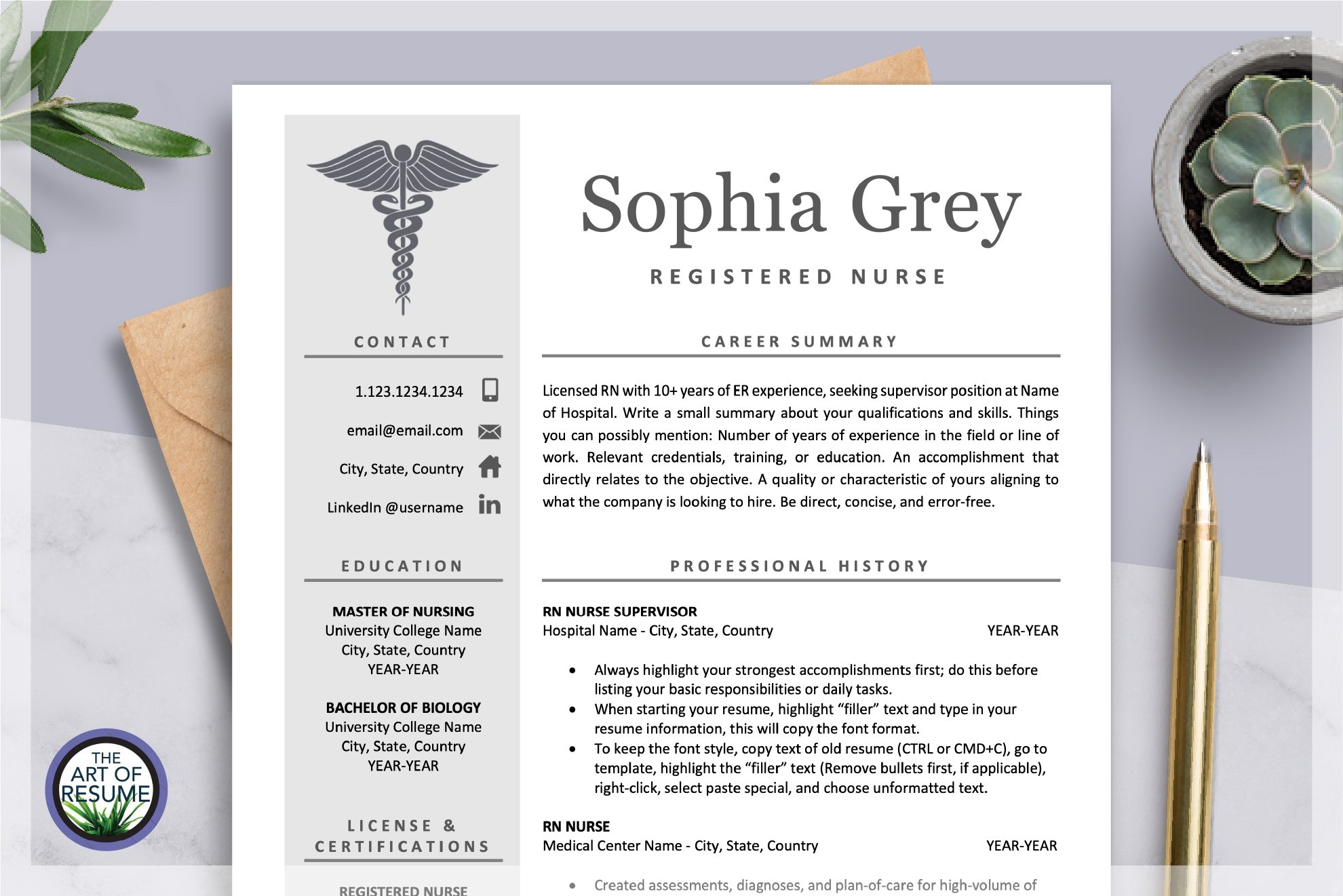 Nursing Medical Resume CV Template cover image.