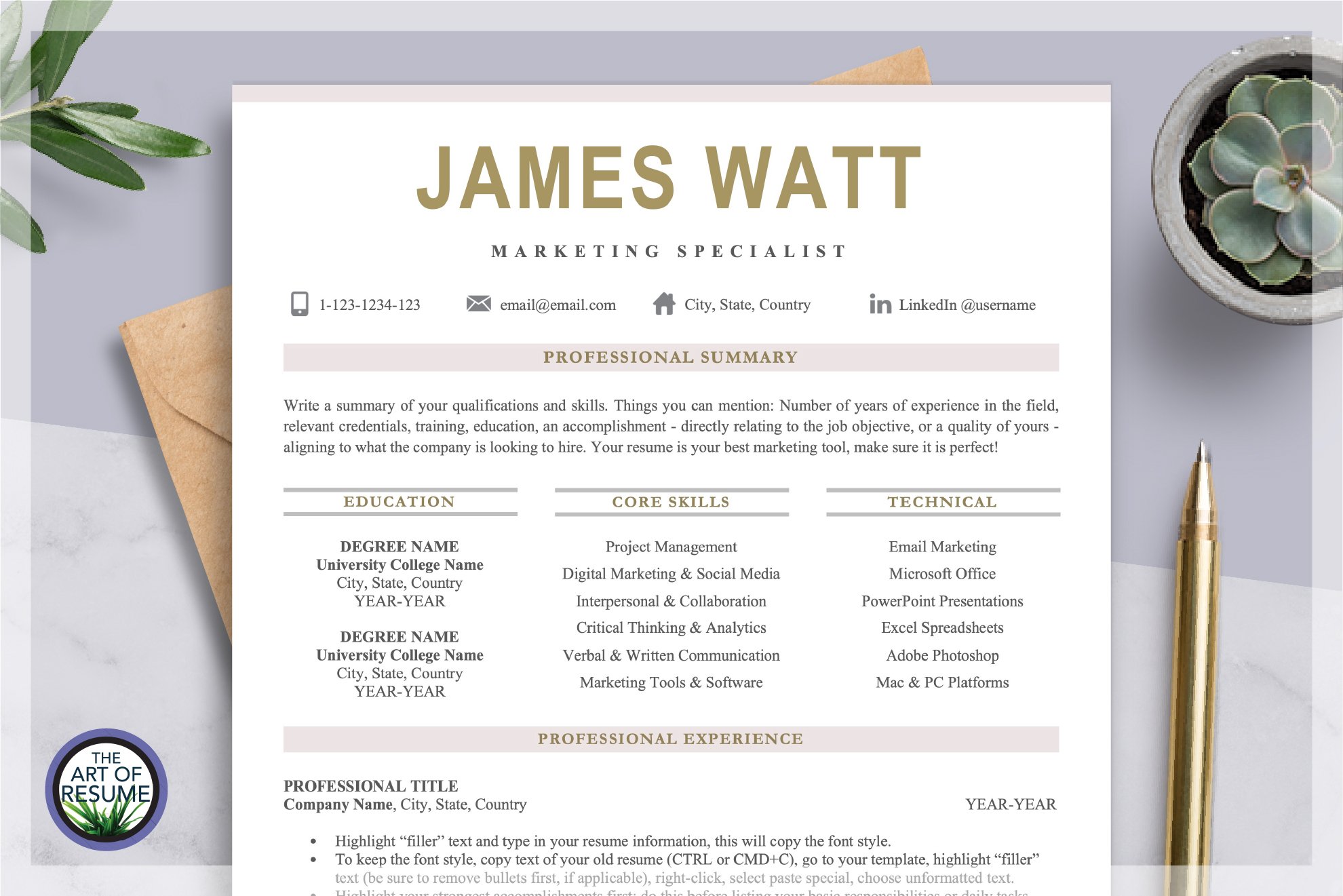 Resume Template | Free Cover Letter cover image.