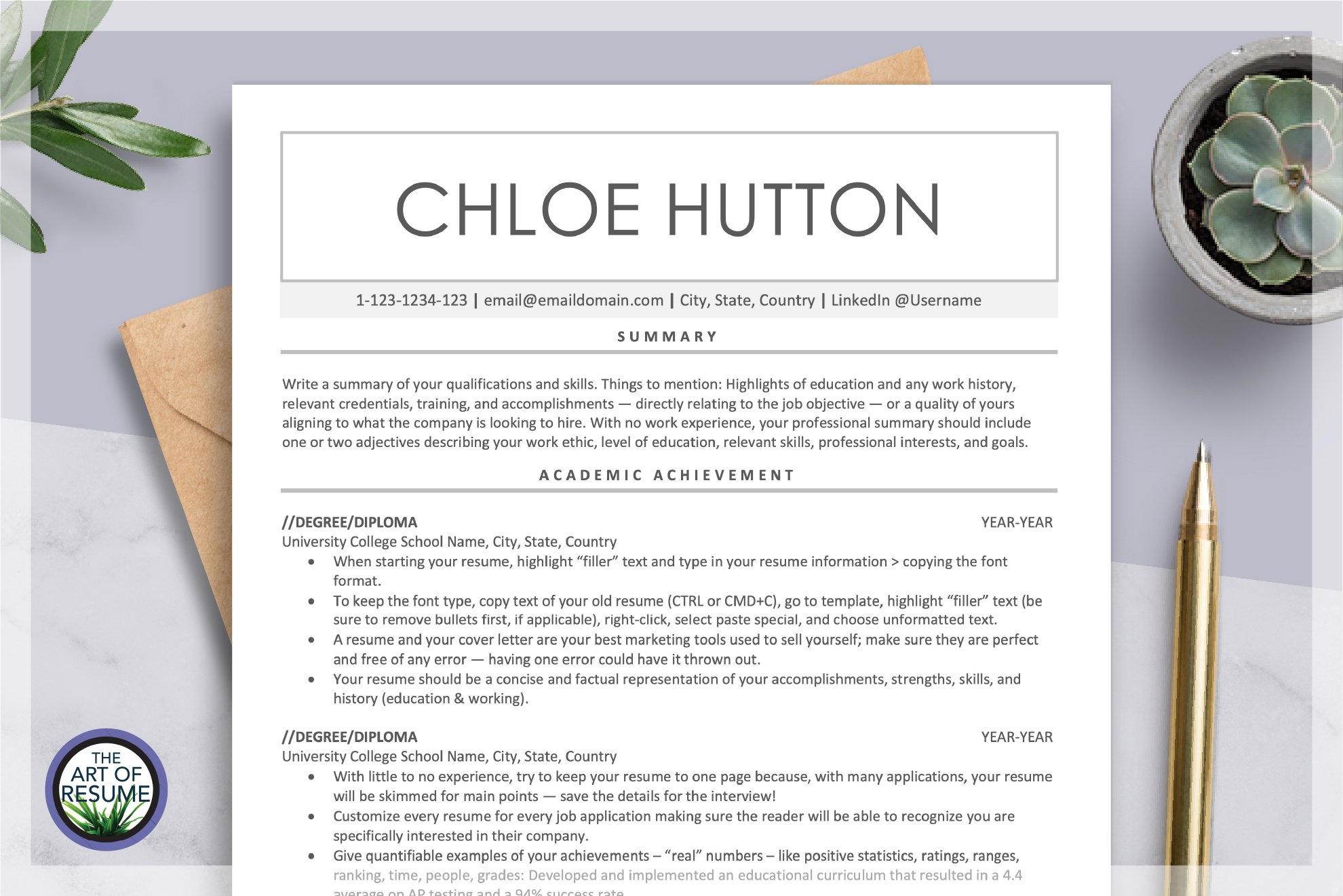 Simple Resume Template | Mac & PC cover image.
