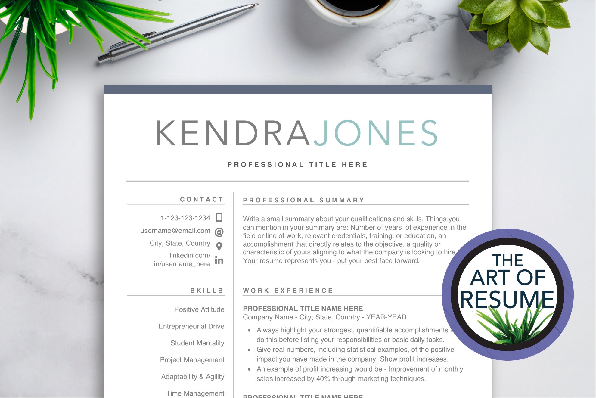 Professional Resume Template CV Word cover image.
