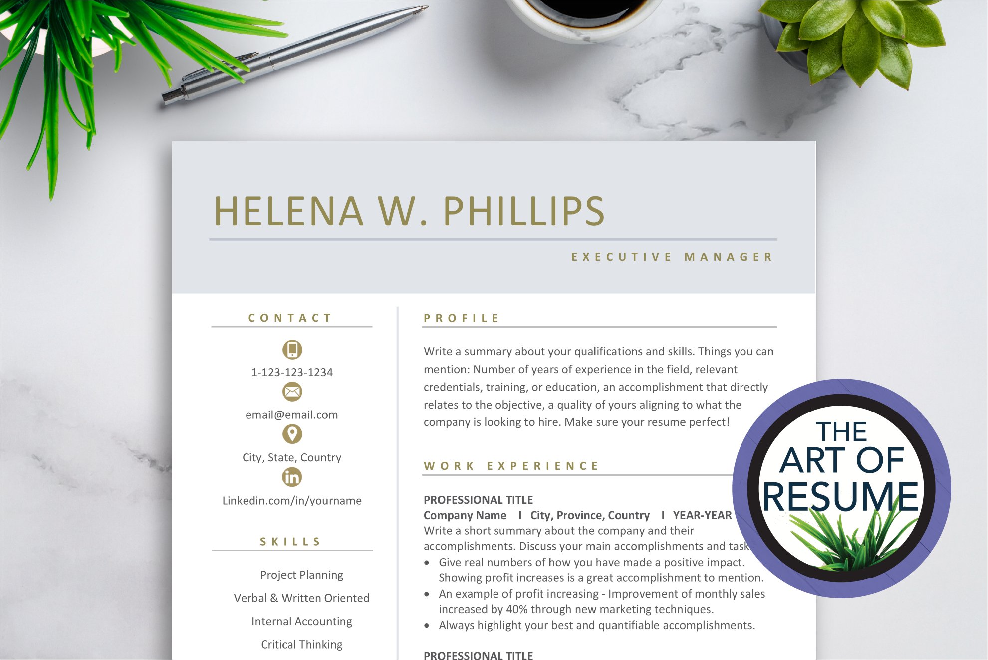 Resume CV Template Word & Mac Pages cover image.
