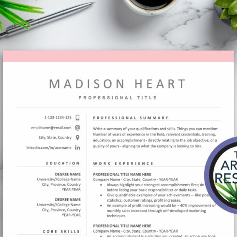 Pink Resume Template Bundle Download cover image.