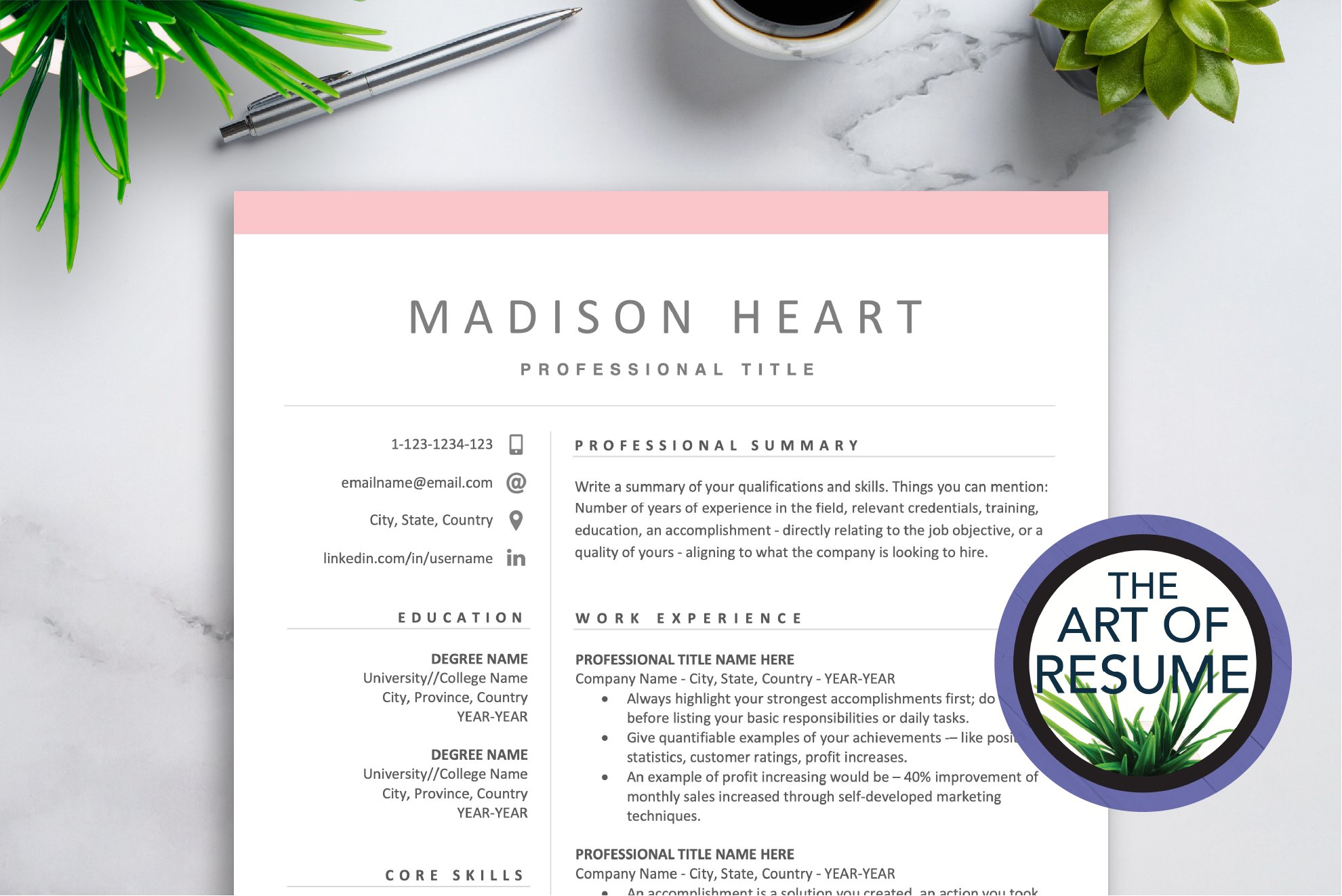 Pink Resume Template Bundle Download cover image.