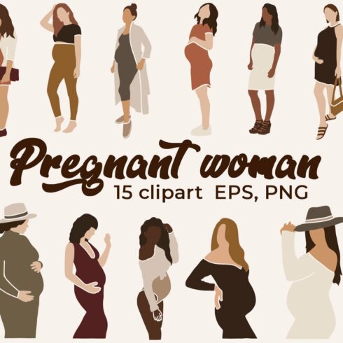 Abstract Pregnant woman clipart cover image.