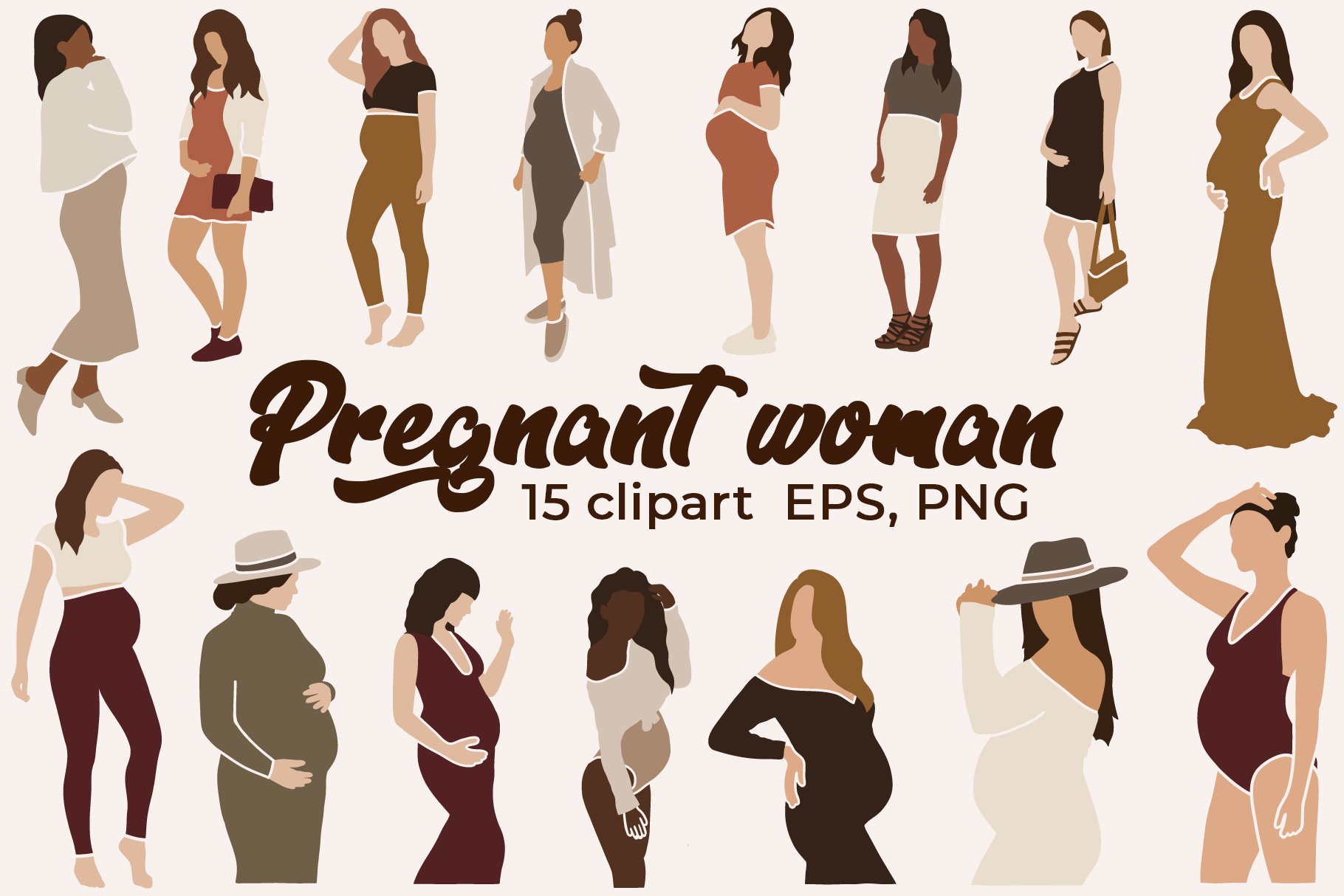 Abstract Pregnant woman clipart cover image.