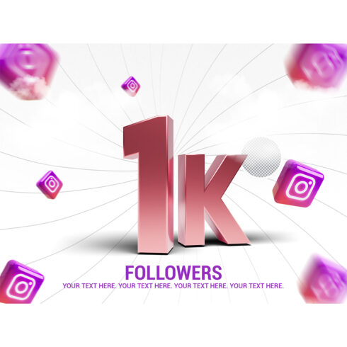 1K followers in Instagram PSD cover image.