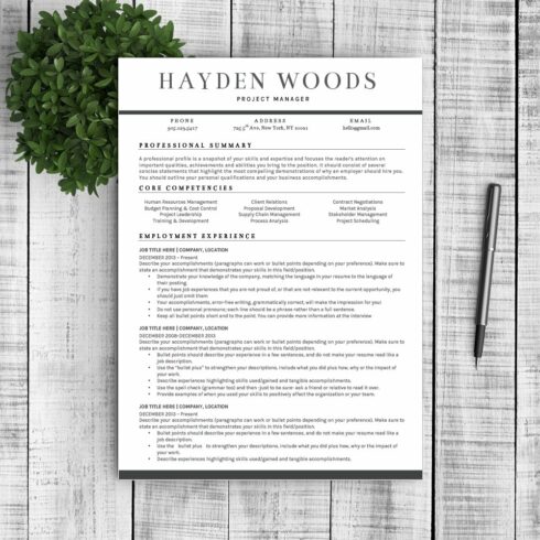Resume Template "Hayden" cover image.