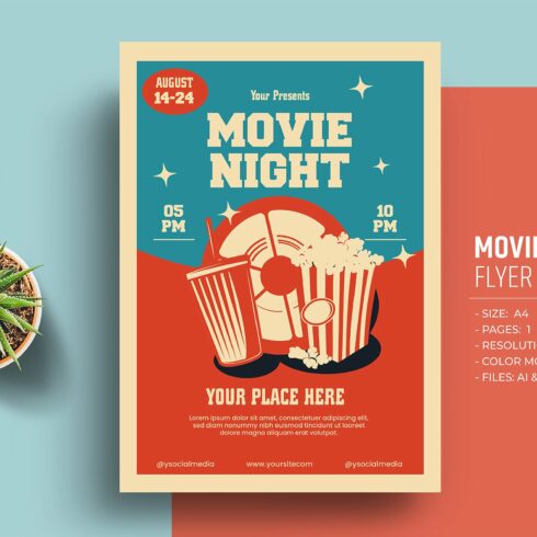 Movie Night Flyer Template cover image.