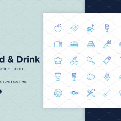 50 Food & Drinks Line Gradient icon cover image.