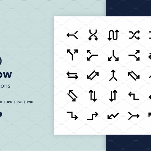 100 Arrow Glyph icon Set cover image.