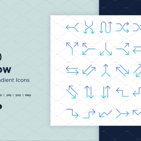 100 Arrow Line Gradient icon Set cover image.