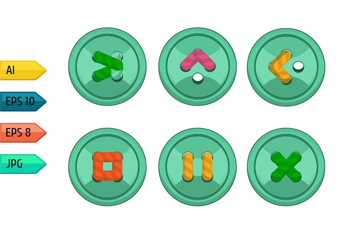 Buttons with strings signs. preview image.