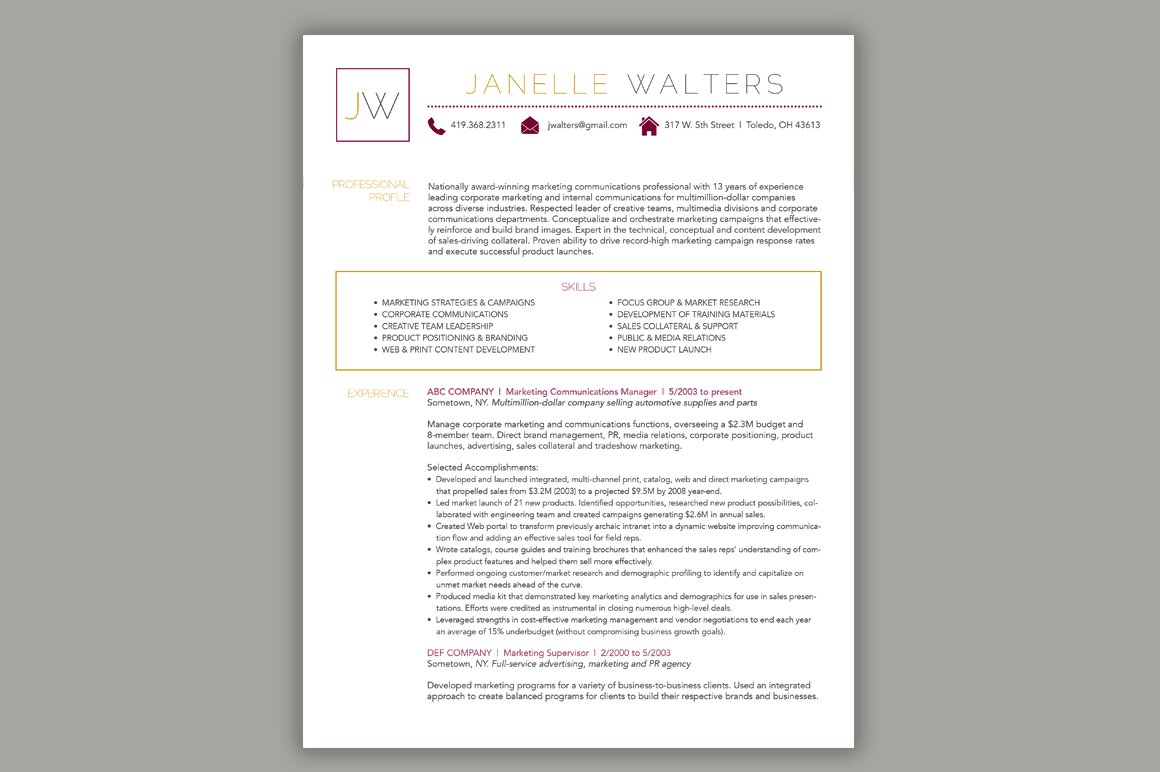 4 Piece Resume Package - Marketing preview image.