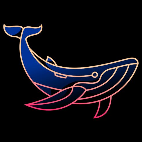 Lineart Geometric Blue Whale Tattoo cover image.