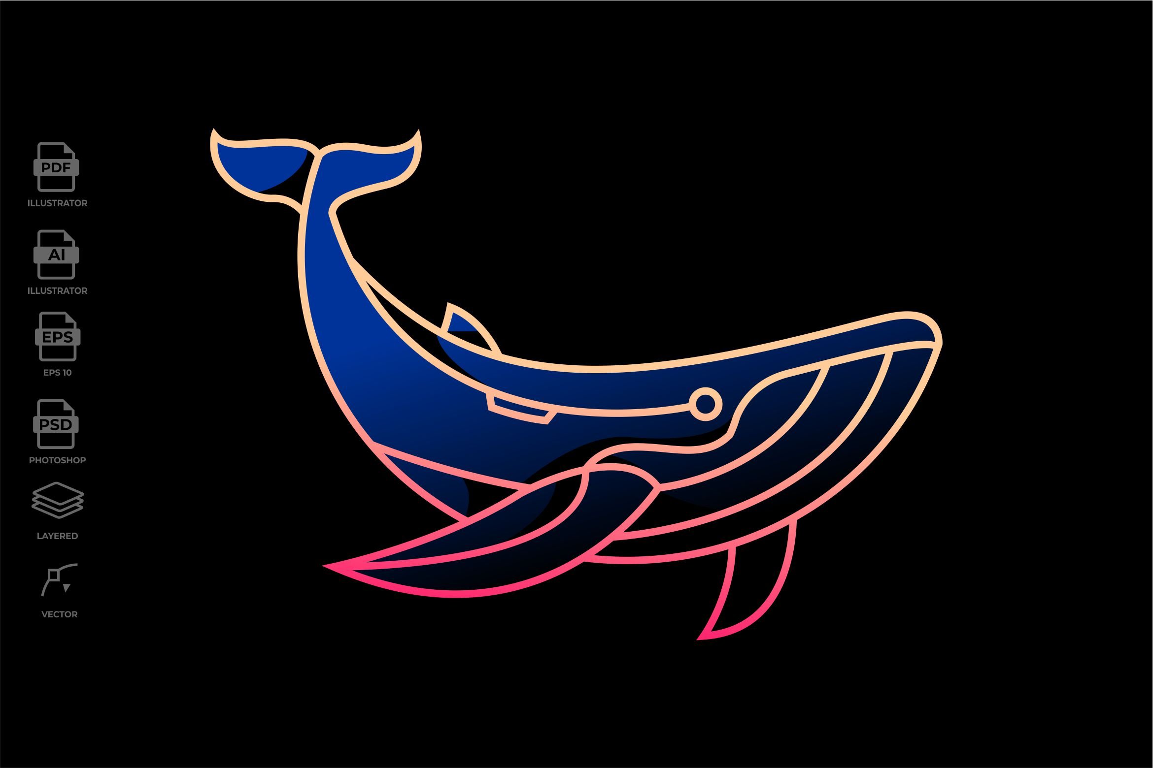 Lineart Geometric Blue Whale Tattoo cover image.