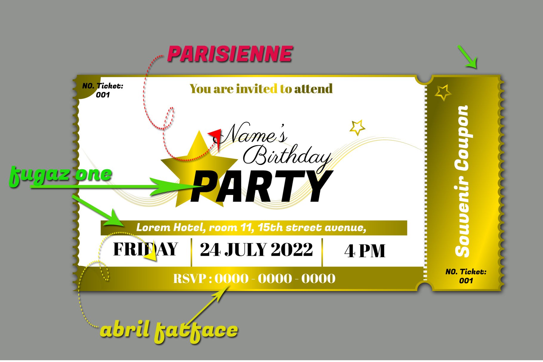 Birthday party invitation template preview image.