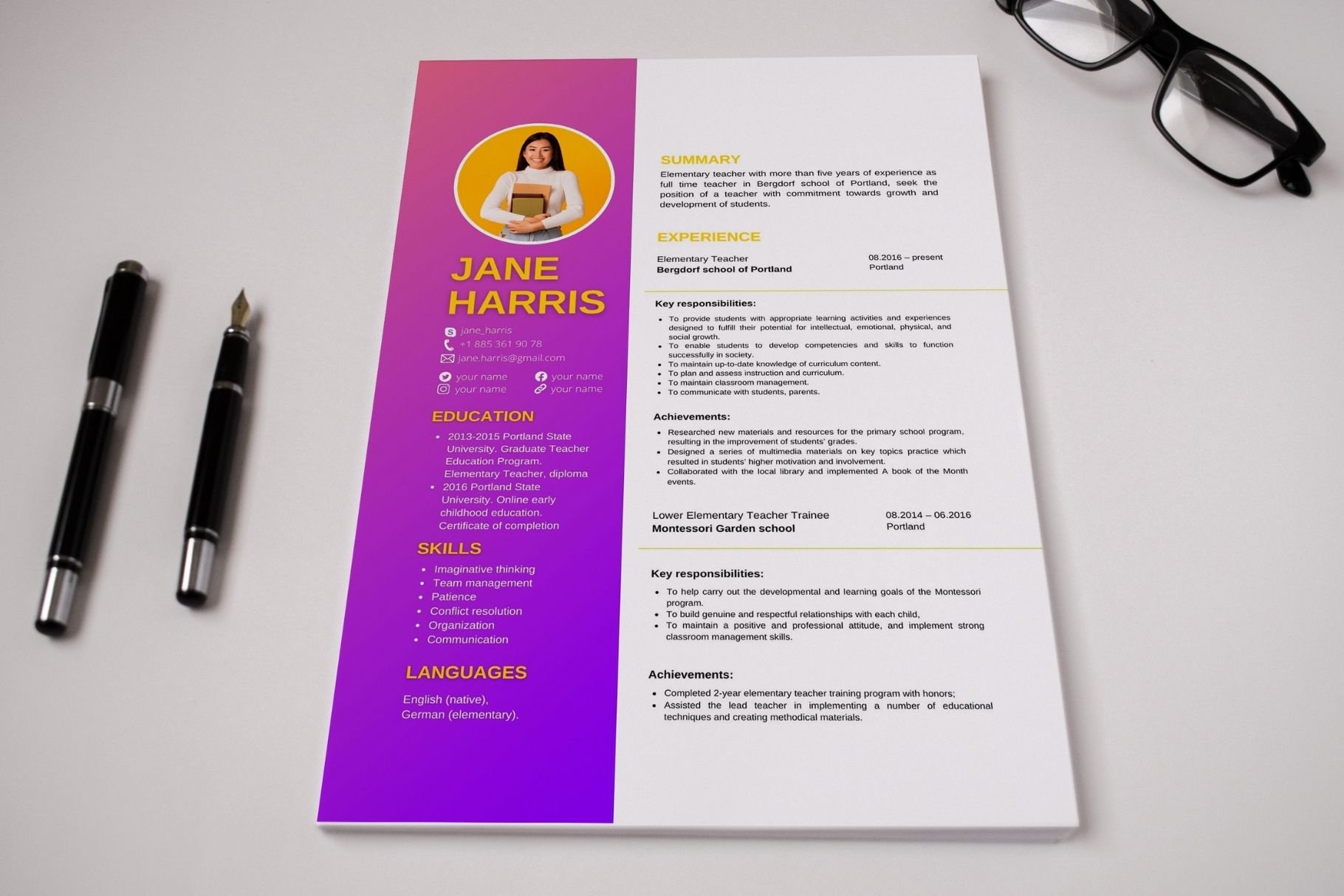 Teacher Resume Template |Canva preview image.