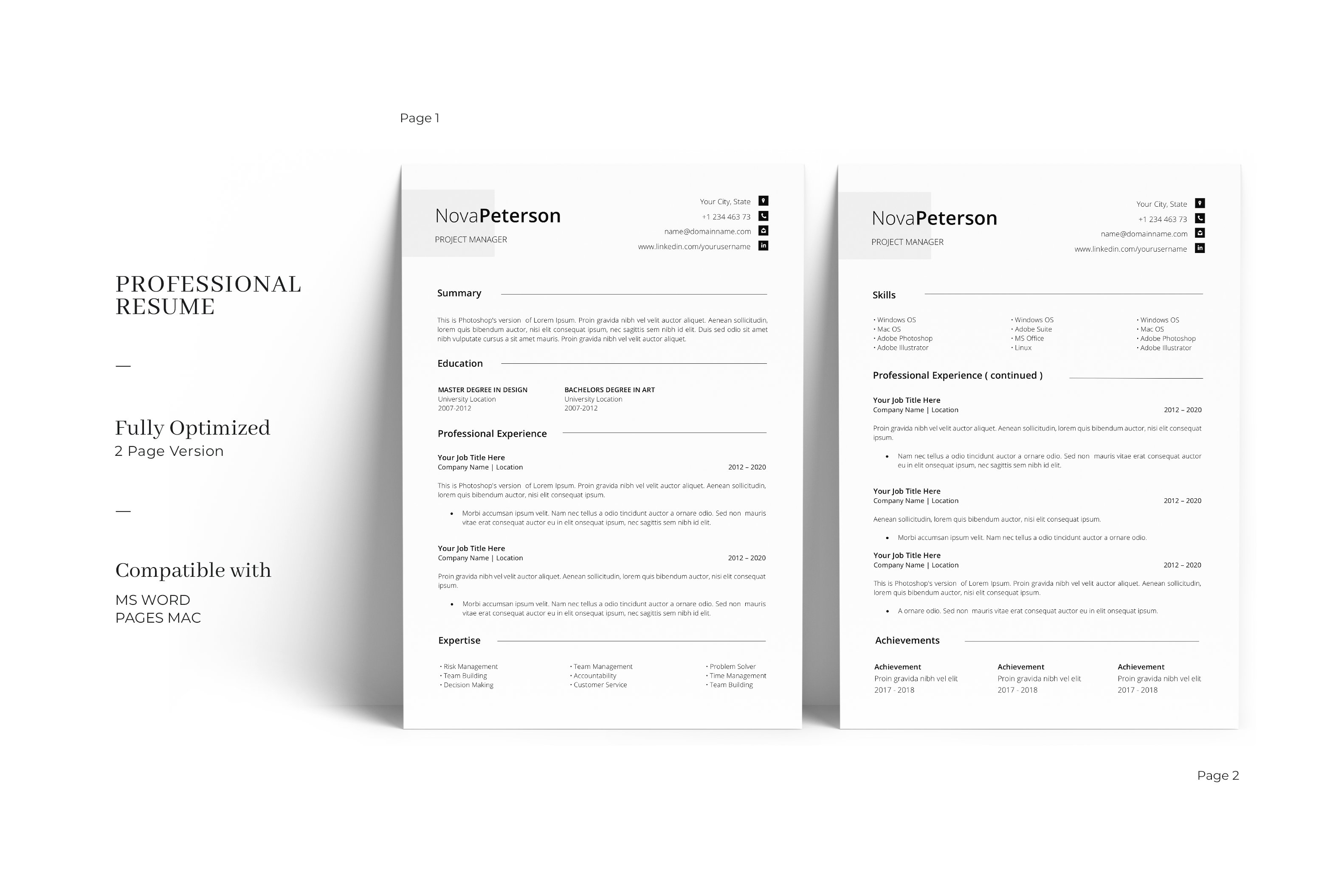 Minimal Resume Design Template preview image.
