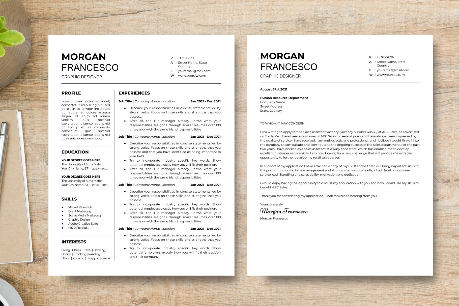 Google Docs Resume Template | 1 Page preview image.