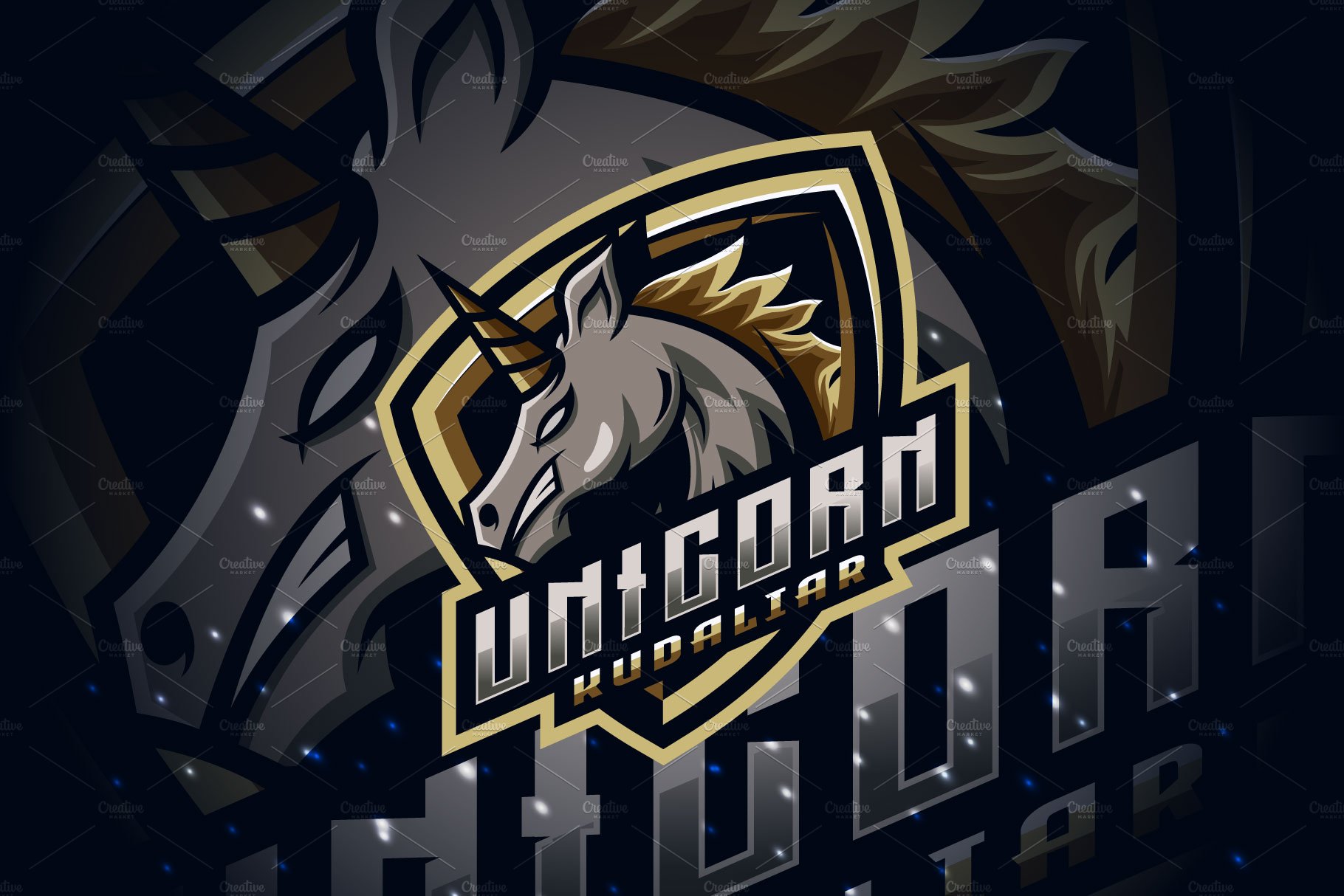 Unicorn Mascot Esport Logo preview image.